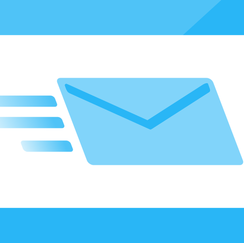 An envelope with movement depicting an email logo