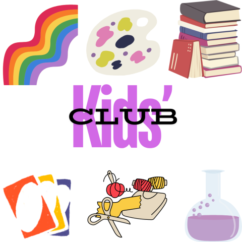 words kids' club with activities around it