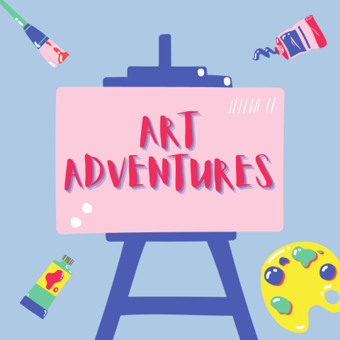 easel with words art adventures 