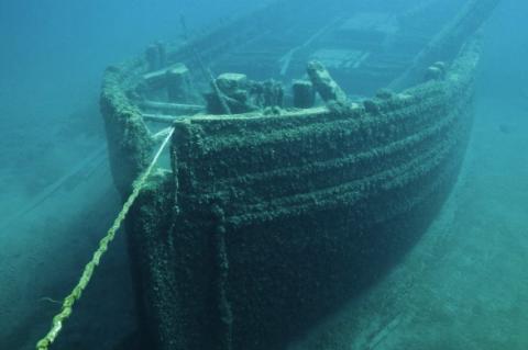 shipwreck in the ocean