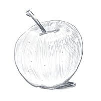 A drawing of an apple