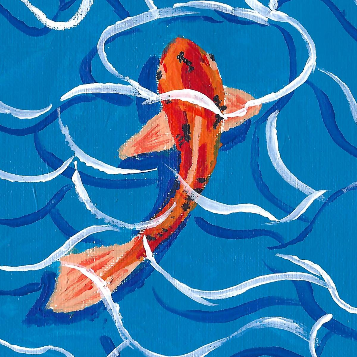 A painting of a koi fish