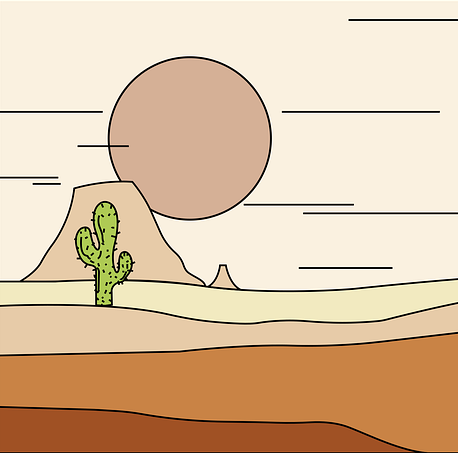 an illustration of a green cactus in a desert landscape