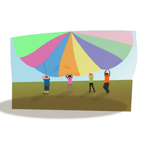 children with parachute