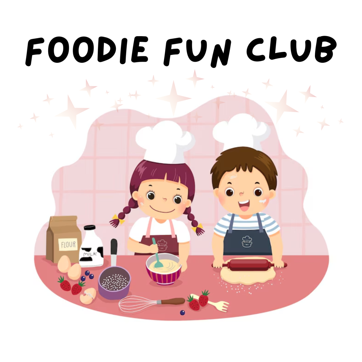 Two children cooking in a kitchen